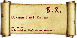 Blumenthal Karsa névjegykártya